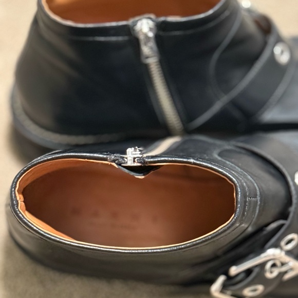 Marni Black Leather Fringe Boots - Picture 4 of 5